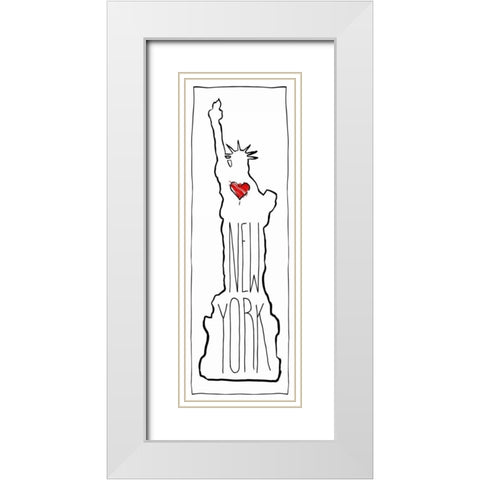 HEART NY B White Modern Wood Framed Art Print with Double Matting by OnRei