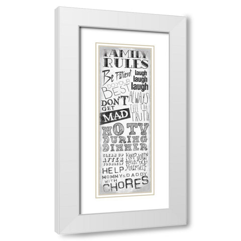 Family Rules White Modern Wood Framed Art Print with Double Matting by OnRei