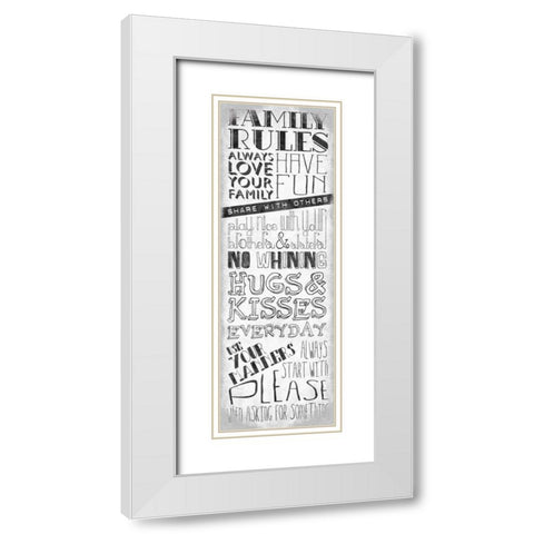 Family Rules Mate White Modern Wood Framed Art Print with Double Matting by OnRei