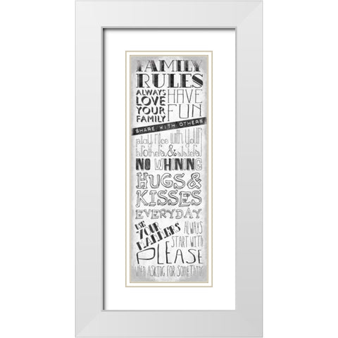 Family Rules Mate White Modern Wood Framed Art Print with Double Matting by OnRei