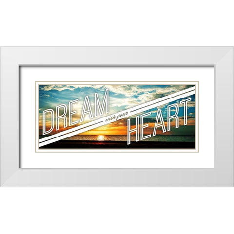 Dream White Modern Wood Framed Art Print with Double Matting by OnRei