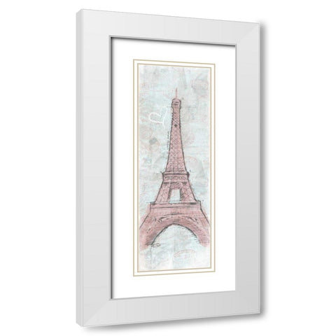 Romantic Eiffel White Modern Wood Framed Art Print with Double Matting by OnRei