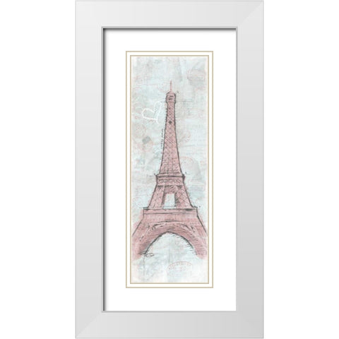 Romantic Eiffel White Modern Wood Framed Art Print with Double Matting by OnRei