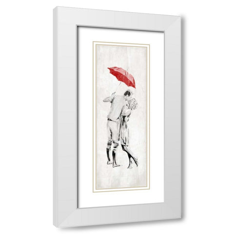 Romantic Couple White Modern Wood Framed Art Print with Double Matting by OnRei