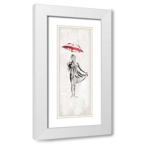 Romantic Women White Modern Wood Framed Art Print with Double Matting by OnRei