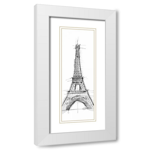 Eiffel White Modern Wood Framed Art Print with Double Matting by OnRei