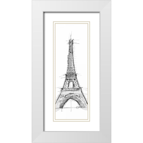 Eiffel White Modern Wood Framed Art Print with Double Matting by OnRei