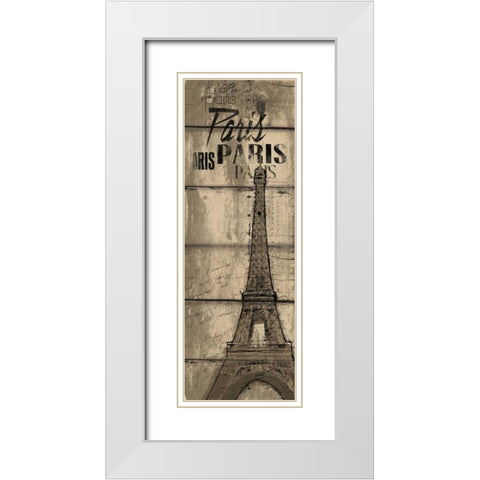 Wood Paris White Modern Wood Framed Art Print with Double Matting by OnRei