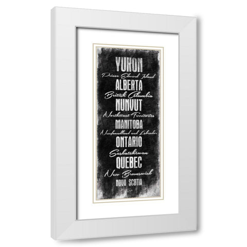 Canada Typography White Modern Wood Framed Art Print with Double Matting by OnRei