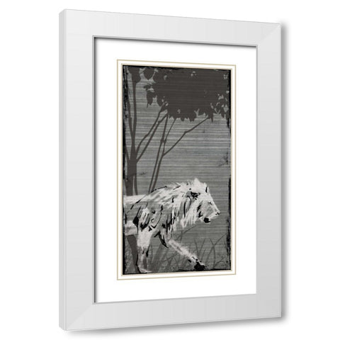 Grey Lion White Modern Wood Framed Art Print with Double Matting by OnRei