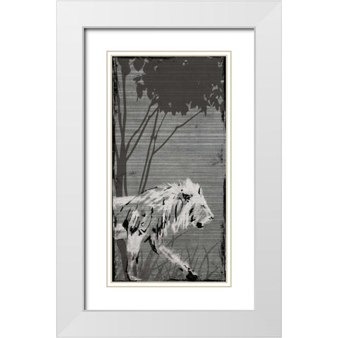 Grey Lion White Modern Wood Framed Art Print with Double Matting by OnRei