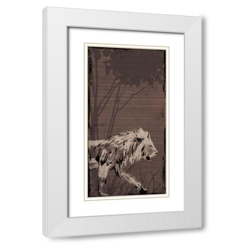 Lion White Modern Wood Framed Art Print with Double Matting by OnRei