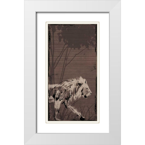 Lion White Modern Wood Framed Art Print with Double Matting by OnRei