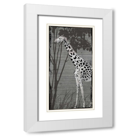 Grey Giraffe White Modern Wood Framed Art Print with Double Matting by OnRei