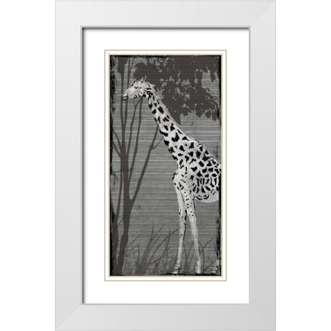 Grey Giraffe White Modern Wood Framed Art Print with Double Matting by OnRei