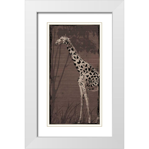 Giraffe White Modern Wood Framed Art Print with Double Matting by OnRei