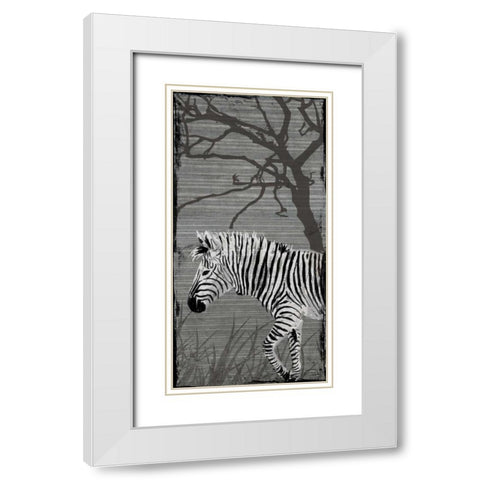 Grey Zebra White Modern Wood Framed Art Print with Double Matting by OnRei