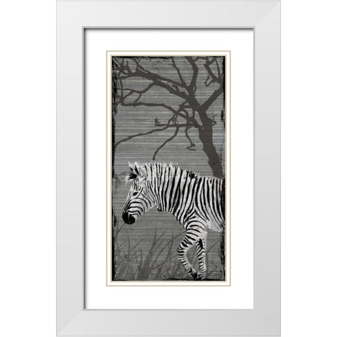 Grey Zebra White Modern Wood Framed Art Print with Double Matting by OnRei