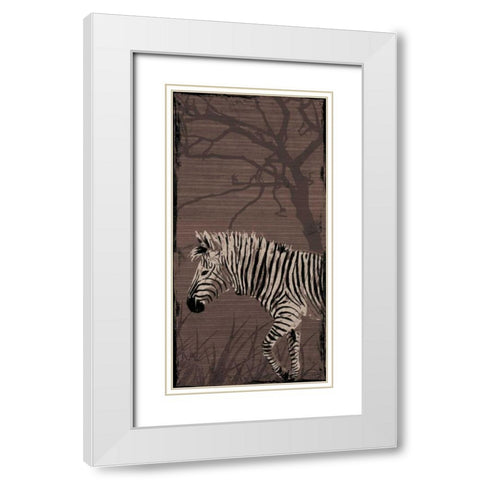 Zebra White Modern Wood Framed Art Print with Double Matting by OnRei