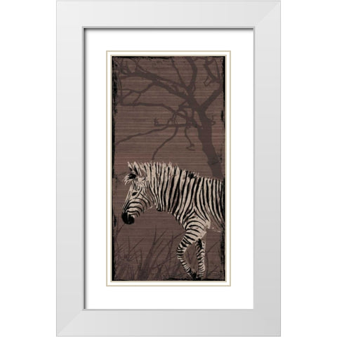 Zebra White Modern Wood Framed Art Print with Double Matting by OnRei