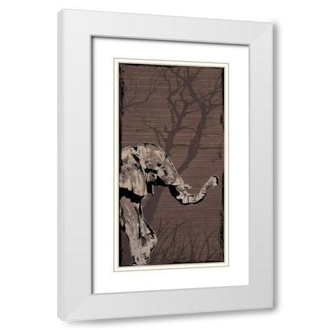 Elephant White Modern Wood Framed Art Print with Double Matting by OnRei