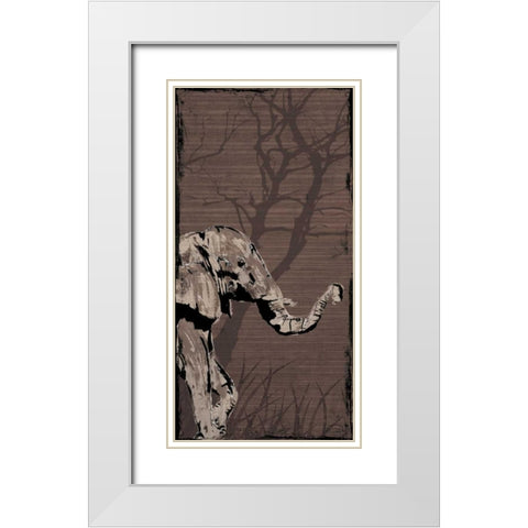 Elephant White Modern Wood Framed Art Print with Double Matting by OnRei