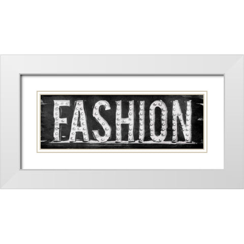 Fashion Sign White Modern Wood Framed Art Print with Double Matting by OnRei