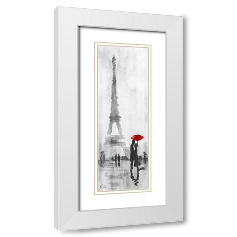 Eiffel Love White Modern Wood Framed Art Print with Double Matting by OnRei