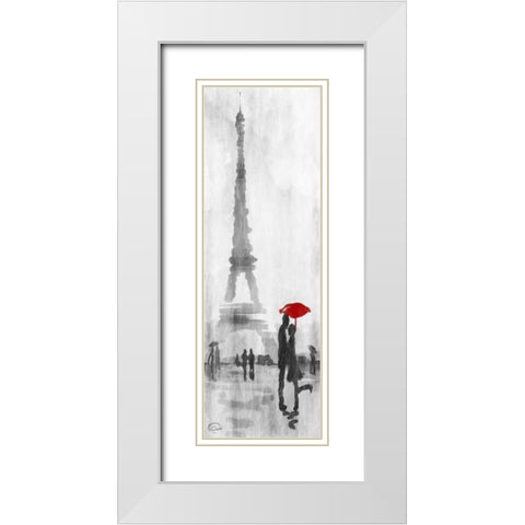 Eiffel Love White Modern Wood Framed Art Print with Double Matting by OnRei