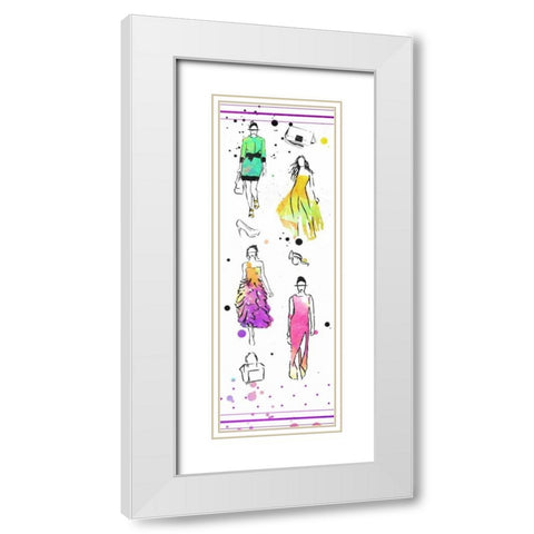 Colorful Dresses White Modern Wood Framed Art Print with Double Matting by OnRei