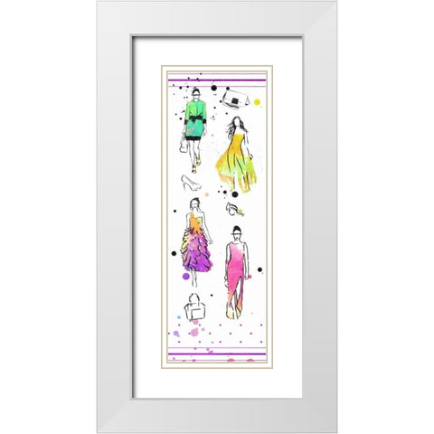 Colorful Dresses White Modern Wood Framed Art Print with Double Matting by OnRei