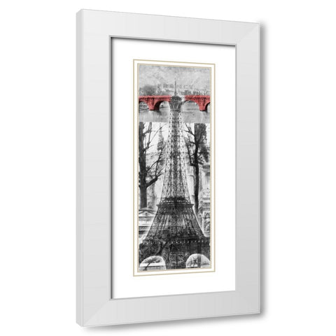 Paris Collage White Modern Wood Framed Art Print with Double Matting by OnRei