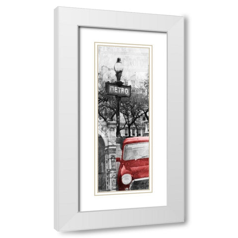 Paris Collage Mate White Modern Wood Framed Art Print with Double Matting by OnRei