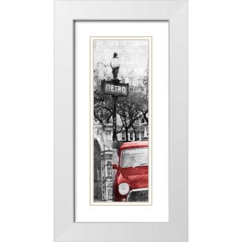 Paris Collage Mate White Modern Wood Framed Art Print with Double Matting by OnRei