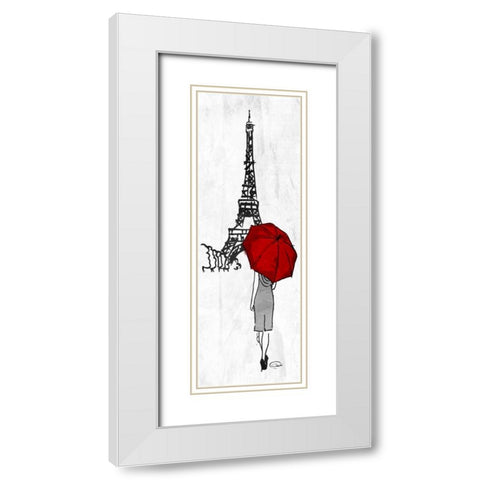 Eiffel Umbrella White Modern Wood Framed Art Print with Double Matting by OnRei