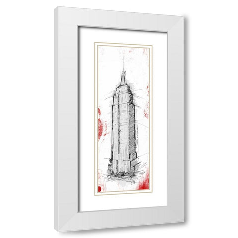 Empire Red Pop Sketch White Modern Wood Framed Art Print with Double Matting by OnRei