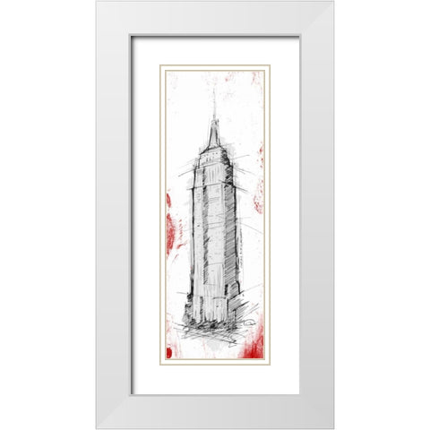 Empire Red Pop Sketch White Modern Wood Framed Art Print with Double Matting by OnRei