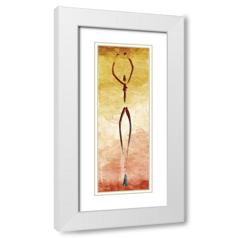 Harmonious Dancer Two White Modern Wood Framed Art Print with Double Matting by OnRei