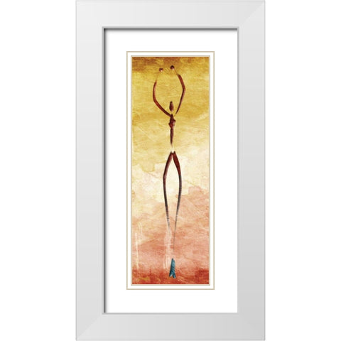 Harmonious Dancer Two White Modern Wood Framed Art Print with Double Matting by OnRei