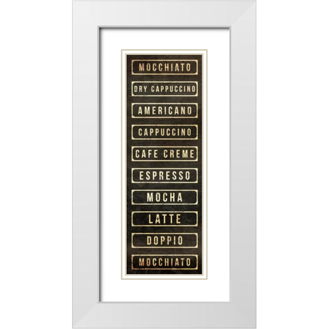 Coffee List White Modern Wood Framed Art Print with Double Matting by OnRei