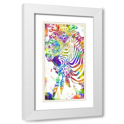 Colorful Zebra Mandala White Modern Wood Framed Art Print with Double Matting by OnRei