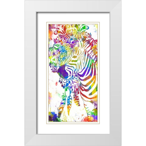 Colorful Zebra Mandala White Modern Wood Framed Art Print with Double Matting by OnRei