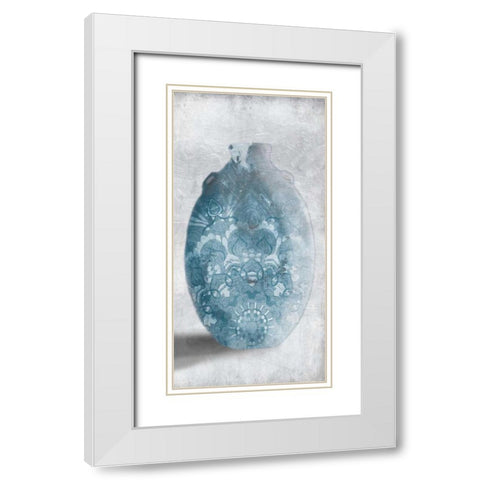 Blue Mandala Smoke Mate White Modern Wood Framed Art Print with Double Matting by OnRei