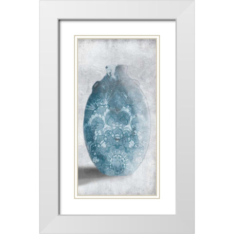 Blue Mandala Smoke Mate White Modern Wood Framed Art Print with Double Matting by OnRei