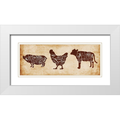 Farm Cuts White Modern Wood Framed Art Print with Double Matting by OnRei