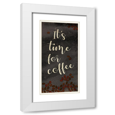 Time For A Coffee Break White Modern Wood Framed Art Print with Double Matting by OnRei