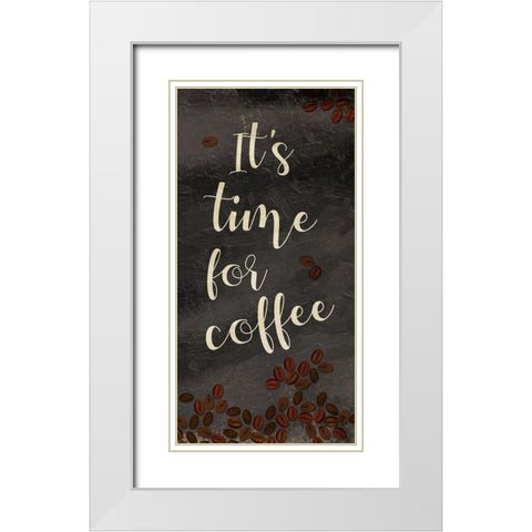 Time For A Coffee Break White Modern Wood Framed Art Print with Double Matting by OnRei