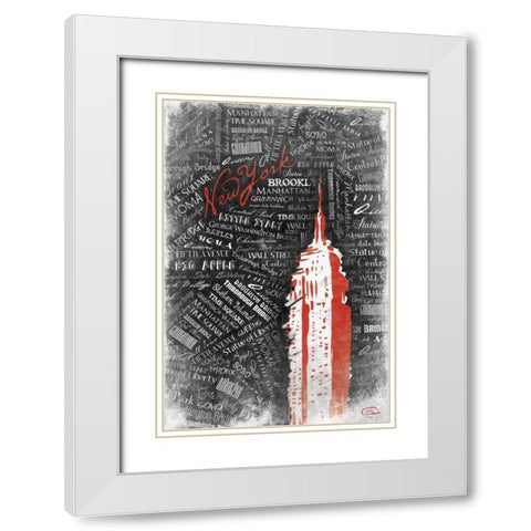 Empire RED White Modern Wood Framed Art Print with Double Matting by OnRei