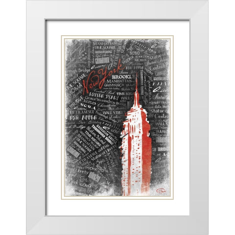 Empire RED White Modern Wood Framed Art Print with Double Matting by OnRei