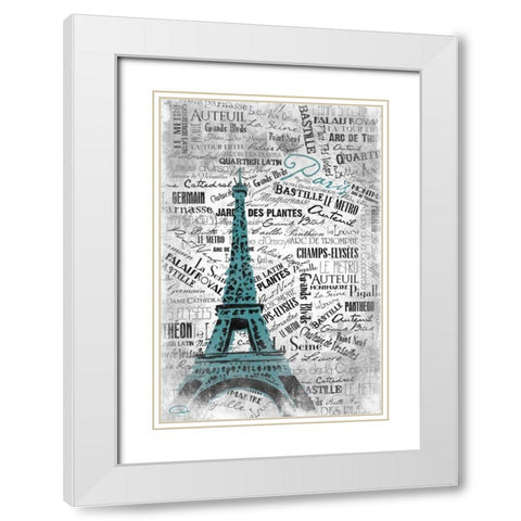 Eiffel White Modern Wood Framed Art Print with Double Matting by OnRei